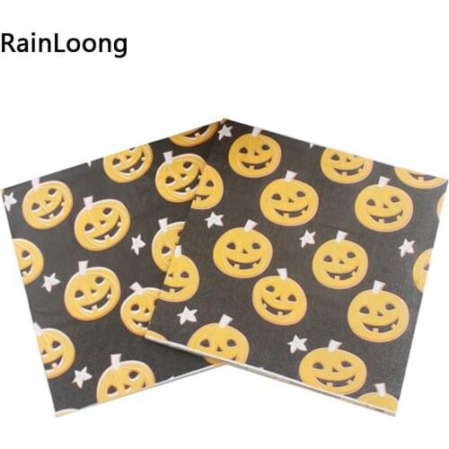 [RainLoong] Food-grade Printed Pumpkin Paper Napkin Party Tissue Napkins Supply Party Decoration Guardanapo 33cm*33cm