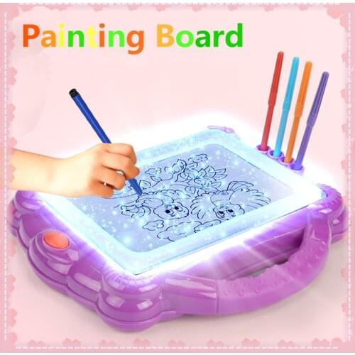 Random Color Kids Drawing Board With Pen Education Toys Graffiti Writing Board Lighting Watercolor Painting Board Colored Pen