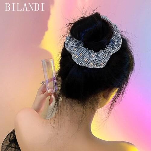 Bilandi Hotest Woman Girls Fashion Ties Headwear Shiny Crystal Rope Ring Elastic Hairband Ponytail Holder Hair Accessories