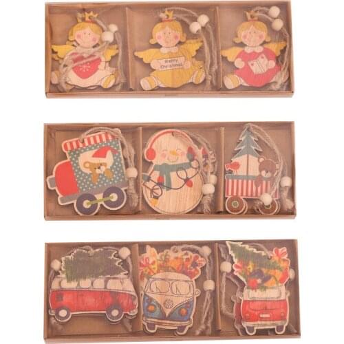 Adornos Navidad 2021 Natal Christmas Tree Decoration Wooden Christmas Angel Car Drop Qrnament