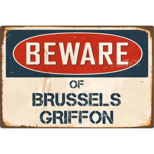 StickerPirate Beware Of Brussels Griffon 8 x 12 Vintage Aluminum Retro Metal Sign VS080