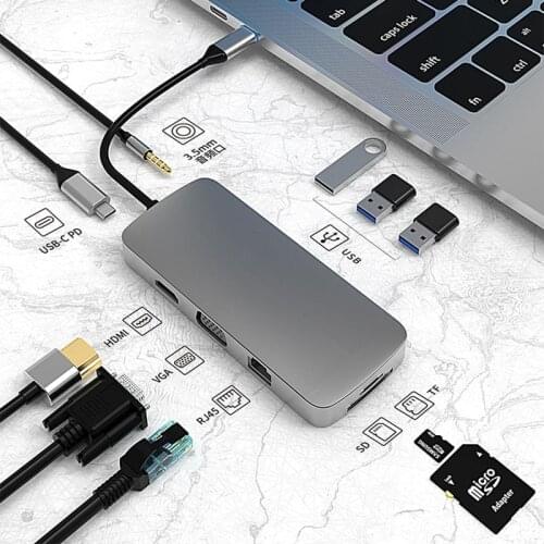 TYPE-C USB3.0 HUB Supports 4K Output Optical Fiber Interface Computer Converter 4 5 6 10-port Multi-function Expansion Dock