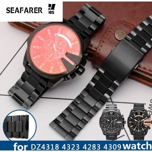 High Quality Strap For DZ4318 4323 4283 4309 Original Style Stainless Steel Watchband Male Large Watch Case Bracelet 26mm Black