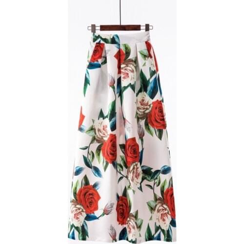 3XL Plus Size Floral Long Skirts Womens Floor-Length High Waist Summer Vintage Striped Print Maxi Skirt with Pockets Party Chic