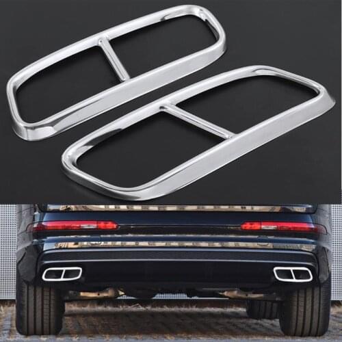 For Audi Q7 2016 2017 2018 Exhaust Pipe Tail Cover Stainless Steel Rear Exhaust Muffler End Pipe Cover Decoration Trim 2PCS
