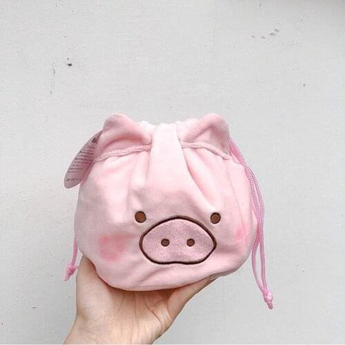 3pcs Cute Pig Plush Purse Drawstring Pocket Stuffed Bag Plush Coin Bag Coin Purse Plush Toys Girls Gift
