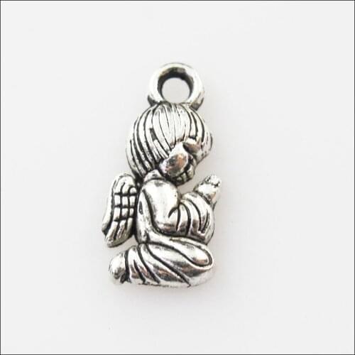 35 New Praying Angel Wings Tibetan Silver Tone Charms Pendants 8x16mm