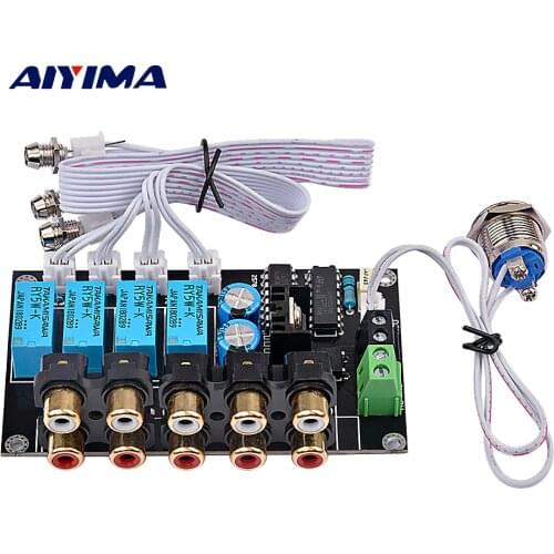 AIYIMA Stereo Amplifier Four Way HIFI DC AC Audio Switch Board Relay Control Select Amplifiers Amplificador DIY For Home Theater