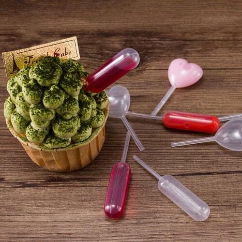 50pcs/Set 4ml Disposable Ice Cream Jelly Milkshake Droppers Pipette Straw Cupcake Mousse Macaron Baking Tools