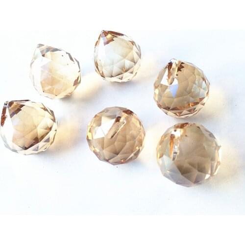 50pcs/lot Champagne 20mm K9 Crystal Faceted Balls (Free rings)/ Crystal Chandelier Parts/ Crystal Feng Shui Balls For Home Decor