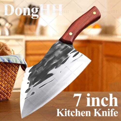 7 Inch Kitchen Knives Forged Meat Cleaver Knife Multifunctional Boning Butcher Knife Damascus Stainless Steel Slicing Chopping