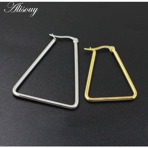 Alisouy 1 pair Sexy Oversized Hyperbole triangle womens Hoop Earrings lady Earrings Girls ear jewelry 30/40/50CM color Gold
