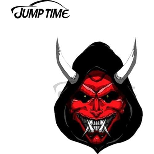 Jump Time 13 x 13cm For Japanese Oni Mask Car Stickers Auto Air Conditioner Decal Waterproof Decals Vinyl Material Decoration