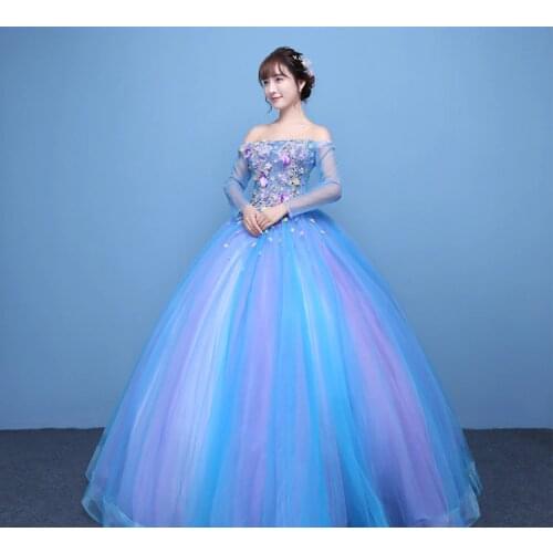 100%real luxury slash collar long sleeve flower ball gown stuido princess ball gown medieval dress/victoria belle ball