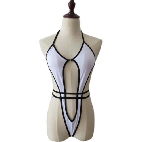 Bikini 2020 Sexy Solid color Cutout String Double waist rope Girl Beach swimwear women one piece swimsuit women biquini bikinis