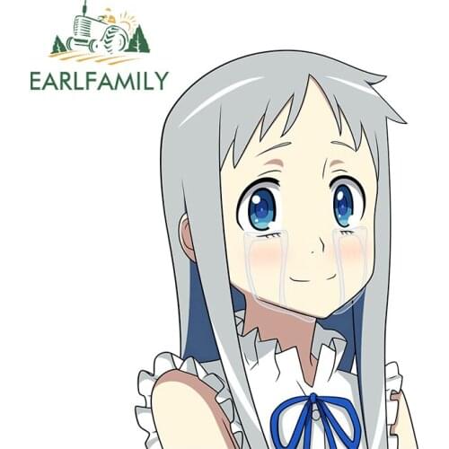 EARLFAMILY 13cm x 9.4cm For Memna AnoHana Decal Creative Funny Car Stickers Personality Refrigerator Sunscreen Scratch-Proof