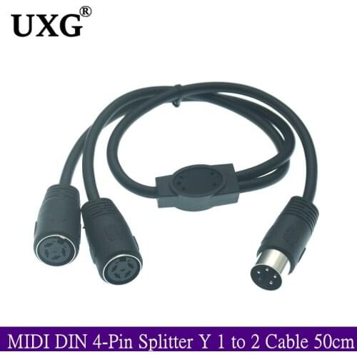 MIDI DIN 4-Pin Splitter Y Adapter Cable, MIDI 4 Pin Male to dual 2 x DIN-4 Female Extension Audio Cable for digital product