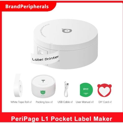 PeriPage L1 Mini Pocket Label Maker Inkless Print Portable Thermal Label Printer Compatible with iOS Android Smartphone