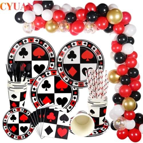 Casino Theme Party Decoration Poker Disposable Tableware Magic Show Las Vegas Party Decorations Hen Night Bachelorette Party