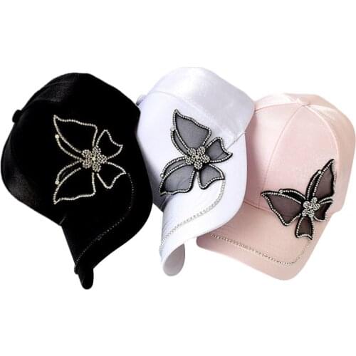 Women Peaked Caps Silk Satin Baseball Cap Summer Sunscreen Snapback Hats Street Hip Hop Trend Hat Butterfly Visor Baseball Cap