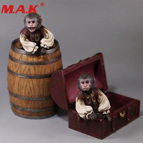 1:6 scale pirate 2 monkeys wine barrel treasure box house set model toy for 12 inches action figure collection accessories