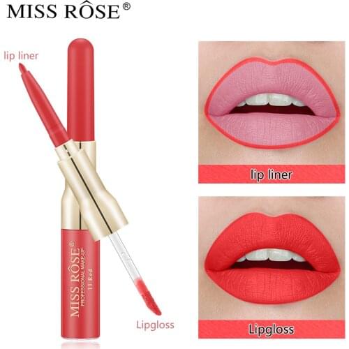 Miss Rose12 Color Double Head Lip Liner Matte Waterproof Lip Glaze