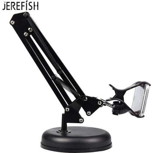 JEREFISH Metal Desk Phone Mount Tabletop Stand Cell Phone Holder for iPhone X iPhone 8 7 6 Google Pixel Samsung Nokia LG