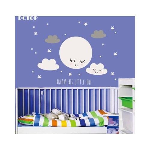 Lovely Wall Sticker Smiling Face Star White Cloud Cartoon Kindergarten Posters And Prints Room Decor Kids Room Decoration Mural