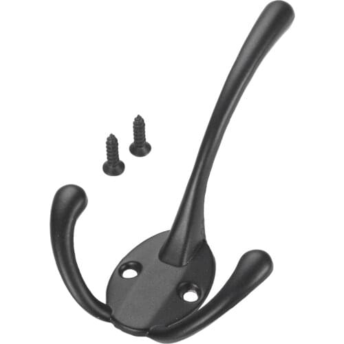 Wall Hook Black Hanger Double Heads Retro Zinc Alloy Branch Mount Hanging 115mmx70mmx29mm with screws Bathroom Kitchen hardware