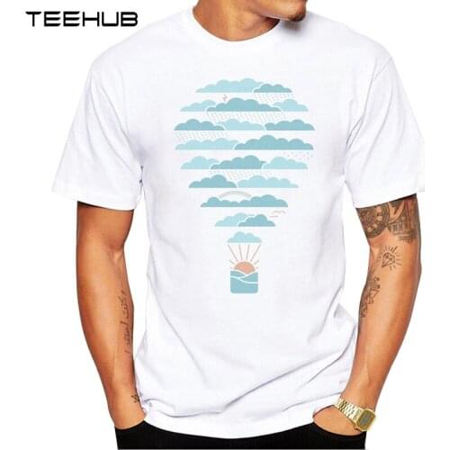 TEEHUB New Arrival 2019 Men Summer Funny T-Shirt Short Sleeve Casual Weather Balloon Design T Shirt Hipster Cool Tops