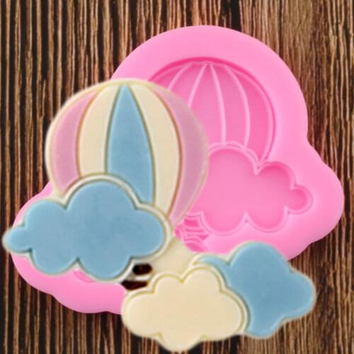 Clouds Hot Air Balloon Silicone Mold Baby Birthday Cupcake Topper Fondant Cake Decorating Tools Candy Chocolate Gumpaste Moulds