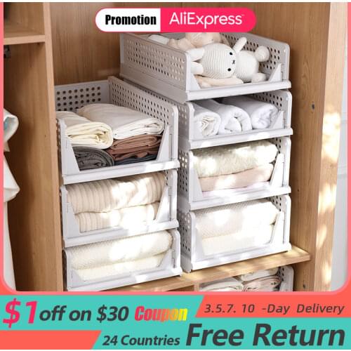 Layered Wardrobe partition storage rack drawertype foldable cabinet stackable closetorganizer interspace shelf clothes organizer
