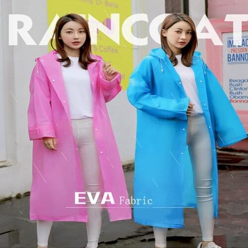 Fashion EVA Women Man Raincoat Thickened Waterproof Rain Poncho Coat Adult Clear Transparent Camping Hoodie Rainwear Suit