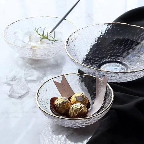 Transparent Phnom Penh Glass Bowl 0.35-1L Fruit Salad Dessert Crystal Bowl European Household Salad Bowl