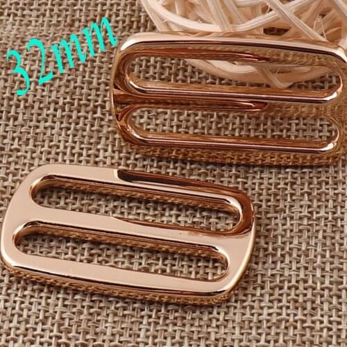 6 PCS 32MM Slide Buckles Pale Gold Fasteners Belt Flat Cast Center Bar Slide Buckle Hardware Supplies Adjuster Purse Buckles