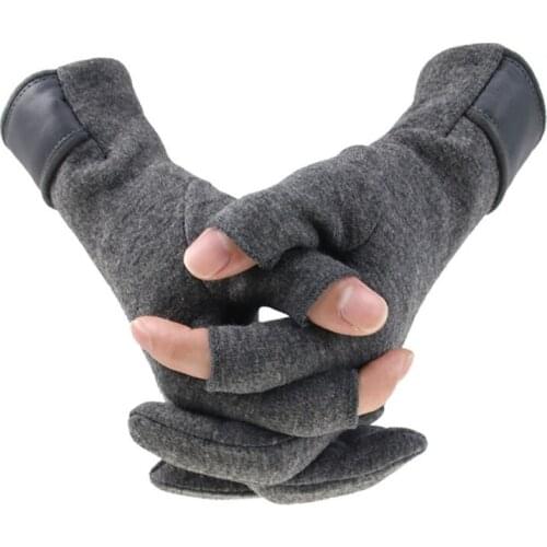 Fishing Gloves 2 Cut Fingers Flexible Winter Fishing Gloves Anti-Slip Hunting Cycling Gloves