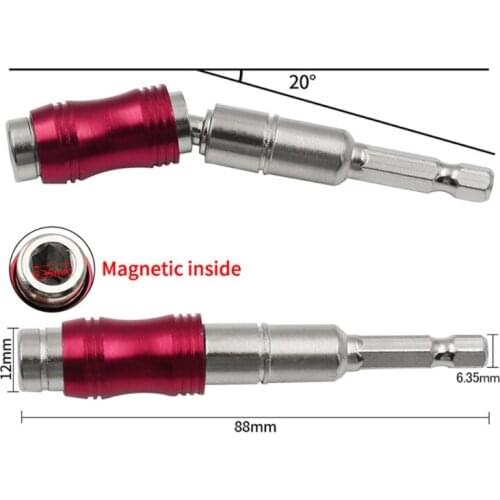 63HA Hexagonal Pivoting Bit Holder with Ring Bendable in 20° Angle Universal Quick Release Holder Drive Guide Drill Tool