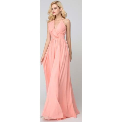 Halter Chiffon Maxi Dress of Bridesmaid