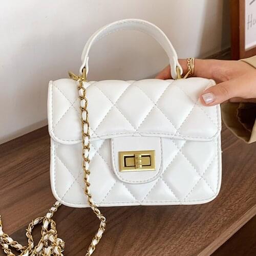 Quilted Chain Small Shoulder Bags for Women Diamond Lattice Crossbody Bags Ladys Diamond Square Handbags Flap Tote Messenger Bag