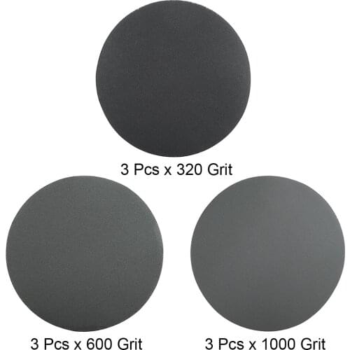 Uxcell 9 Pcs 6-Inch Hook and Loop Sanding Disc Wet/Dry Silicon Carbide 320/600/1000 Grit Assorted for Polishing Furniture