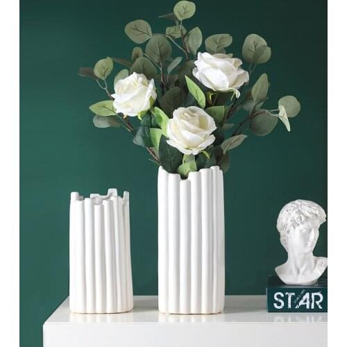 Nordic Vase Modern Ceramic Vertical Pattern Vases Decoration Desktop Home Decor Dried Flowers Creativity Flower Pot Декор Дома