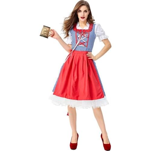 Adult Beer Maid Wench Dirndl Costume German Bavarian Beer Girl Oktoberfest Costume Cosplay Carnival Party Fancy Dress