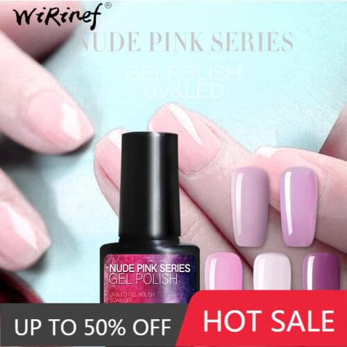 WiRinef New Rose Pink Color Gel Nail Polish 8ml Natural Nail Polish Gel Soak Off UV LED Long Lasting Nail Lacquer