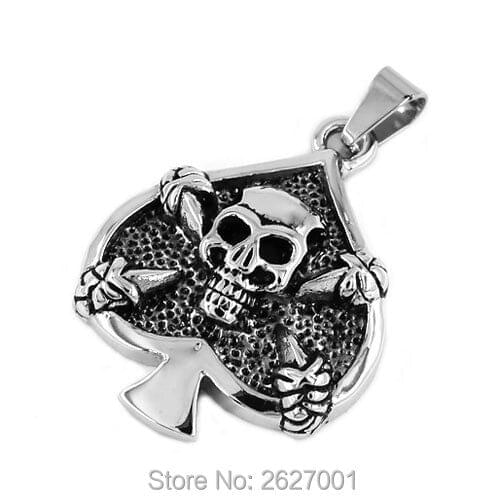Wolesale Spades Skull Biker Pendant with Eagle Claws Stainless Steel Jewelry Classic Motor Biker Men Pendant SWP0401