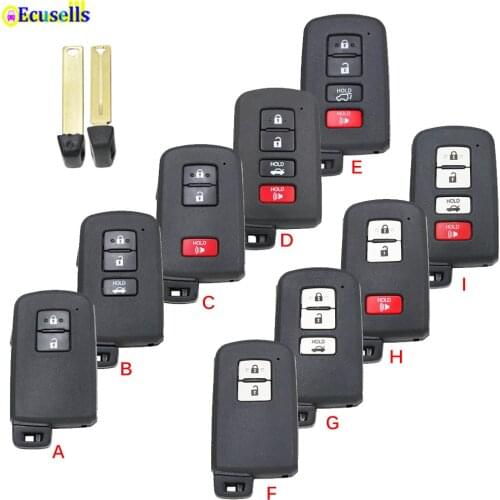 2/3/4 Buttons Replacement Smart Remote Key Shell Case Fob for Toyota Avalon Camry RAV4 2012-2015 with Inser Key