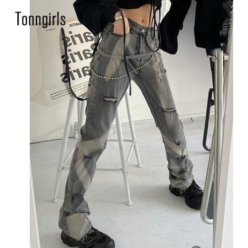 Tonngirls Vintage High Waist Jeans Casual Tie Dye Boyfriend Jeans For Women Streetwear Denim Jeans Trousers Women Y2k Pants 2021