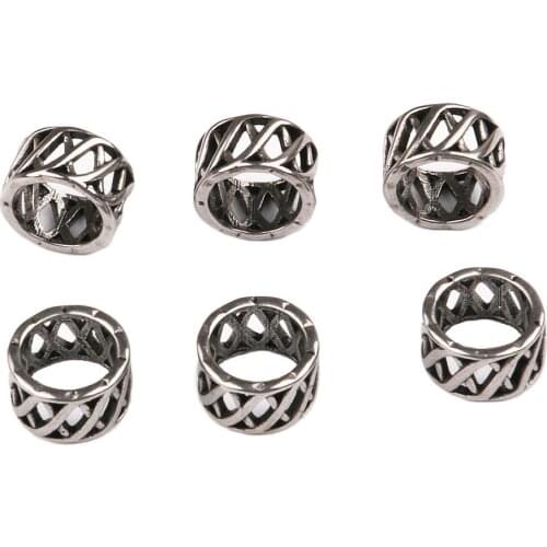 Antique Silver Color,1PCS Stainless Steel Large Hole Round Hollow Loose Beads,Charms for Jewelry Making,Handmade DIY Accessories