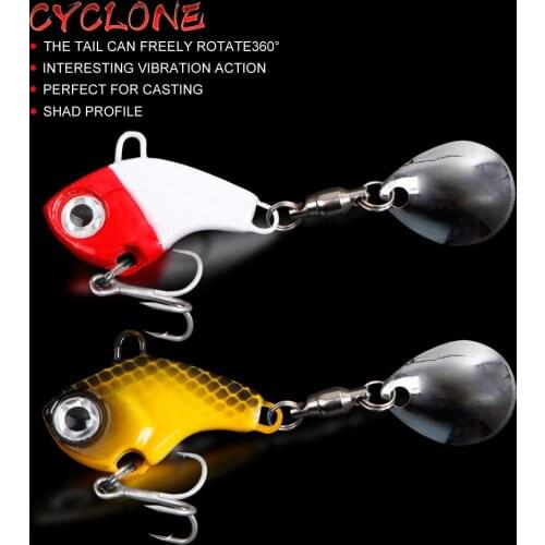 1pcs Rotating Metal VIB Bait Spinner Spoon Fishing Lures 14g/3cm 3D Eyes Treble Hooks Fishing Minnow Hard Baits Fishing Tackle