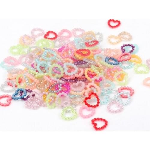 100pcs 11mm Haft Heart Pearl Decoration Crafts Flatback Cabochon Embellishments For Scrapbooking Kawaii Cute Diy Accessories