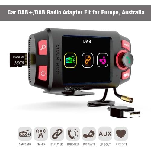 2.4" colorful display Car DAB+/DAB Radio Adapter FM Transmitter,with Bluetooth hands-free and Music Playback car kit mp3 player